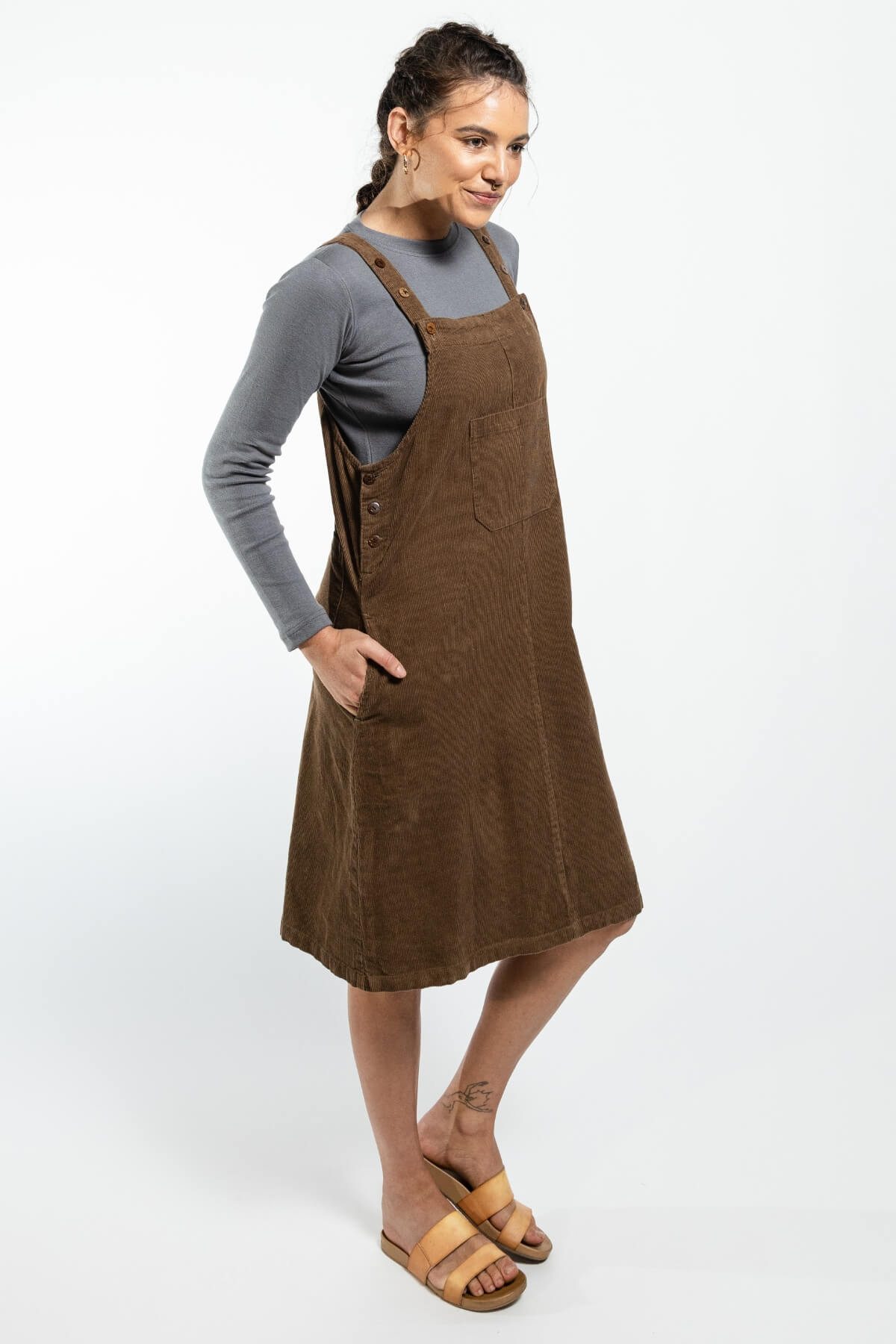 Surya Ethical Cotton Corduroy Pinafore - right side view