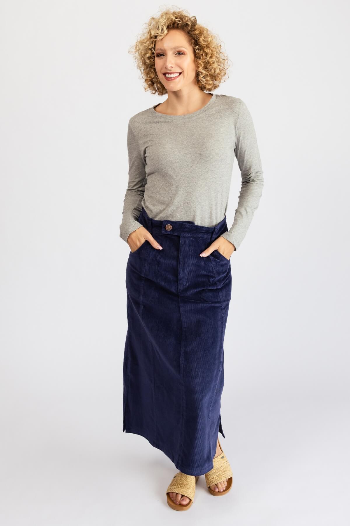 Surya Cotton Corduroy Skirt - featuring practical pockets