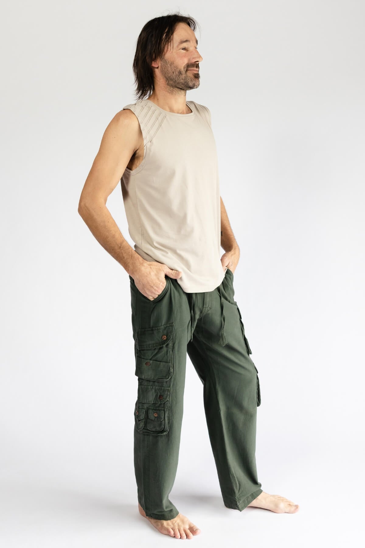 Surya Cotton Cargo Pants for Men - right side view