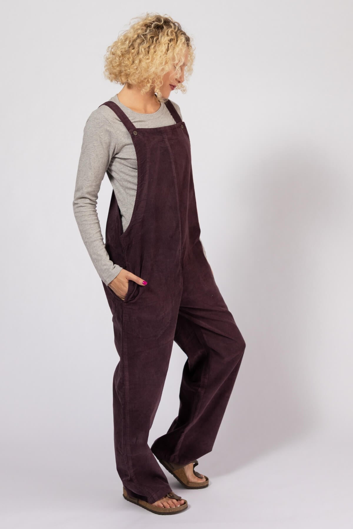 Surya Ethical Cotton Corduroy Dungarees for Women - right side view