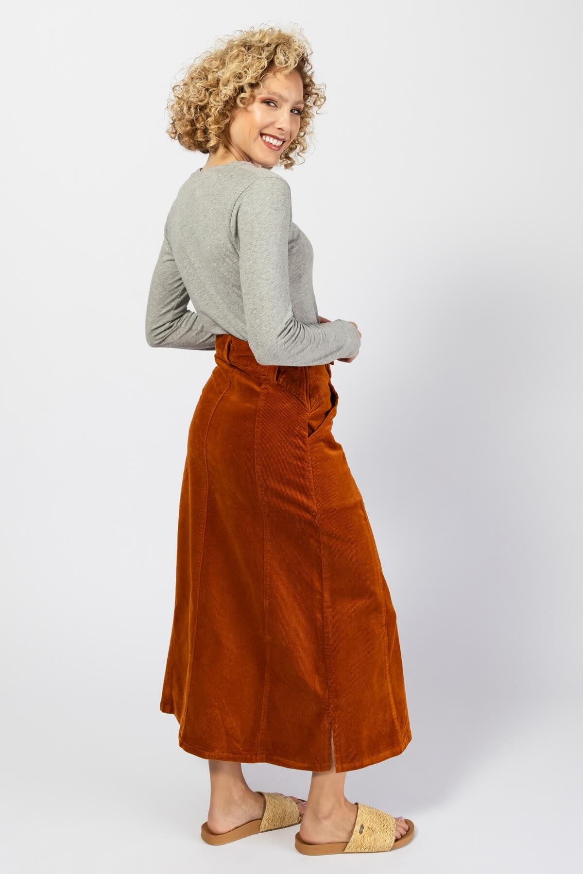 Surya Cotton Corduroy Maxi Skirt - with pockets