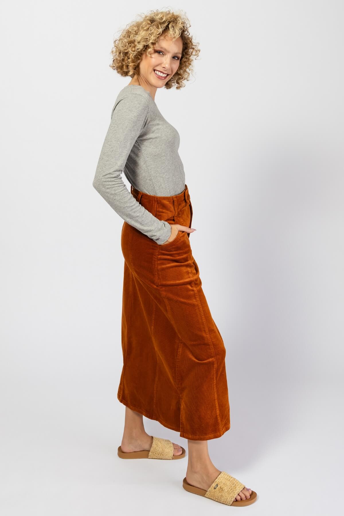Surya Cotton Corduroy Maxi Skirt - right side view