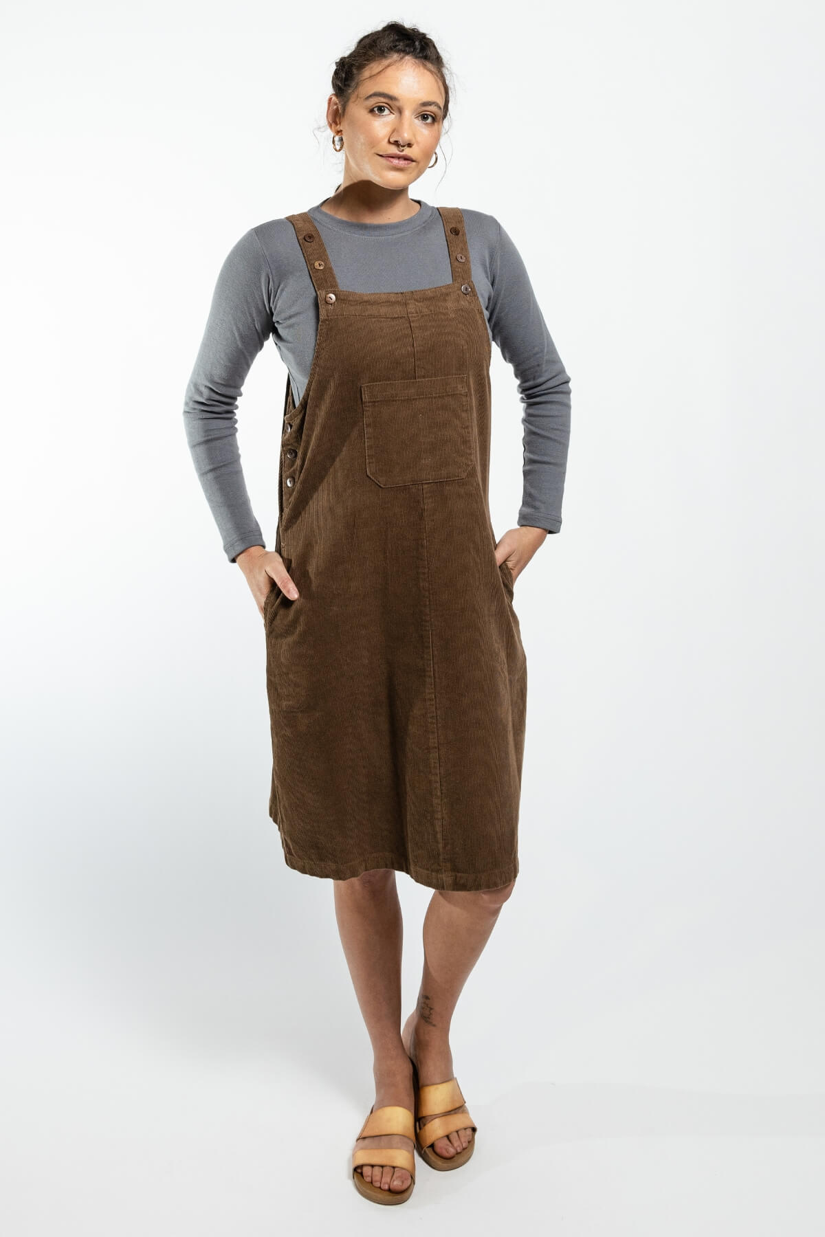 Surya Cotton Corduroy Pinafore made in Nepal - Peanut