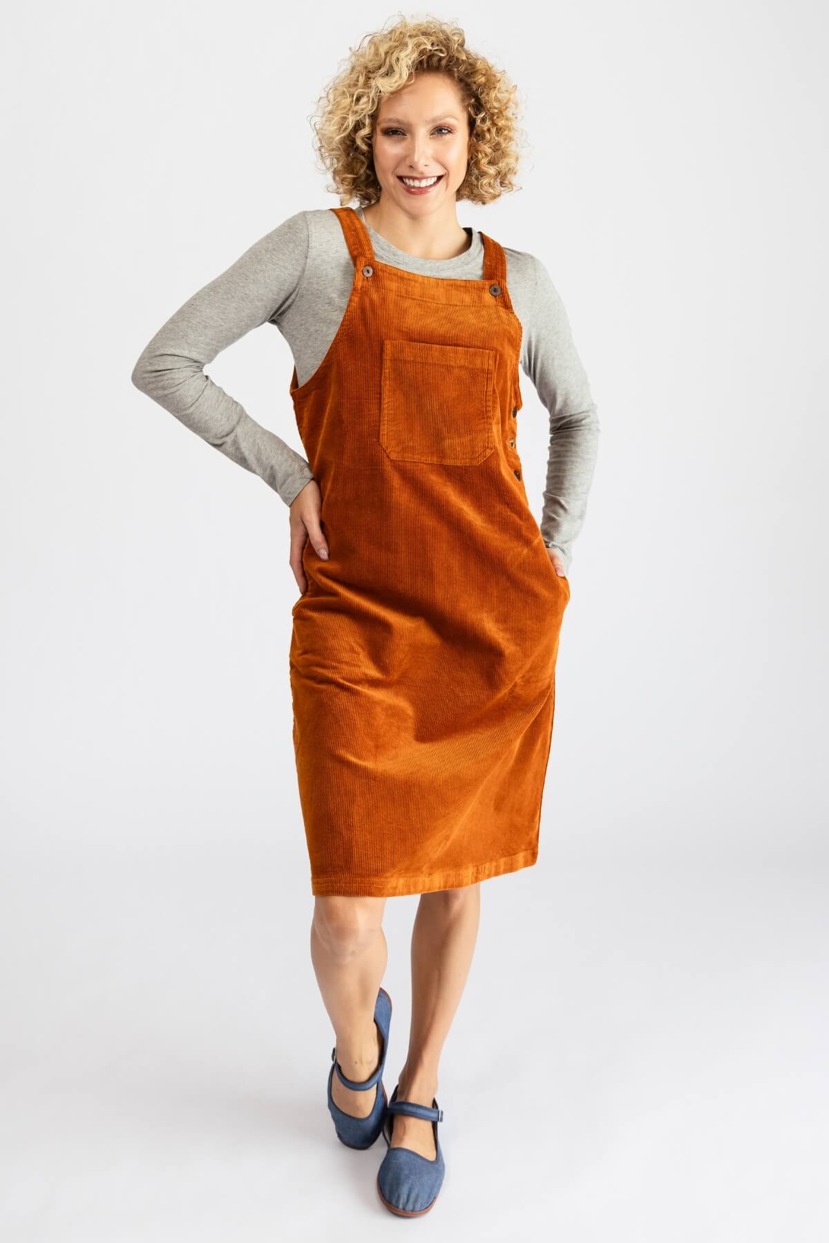 Surya Cotton Corduroy Pinafore - burnt orange