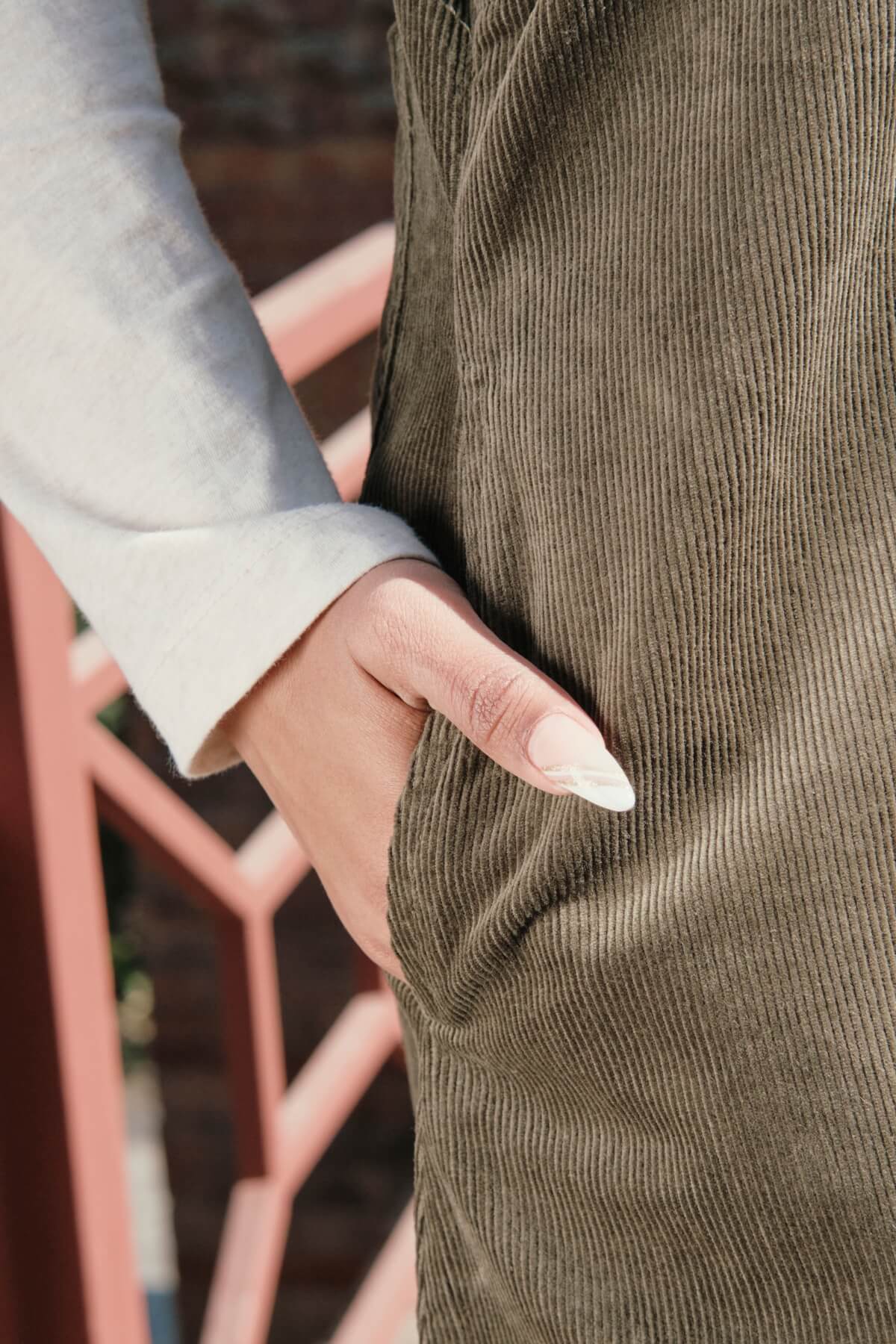 Surya Cotton Corduroy Pinafore Dress - with pockets