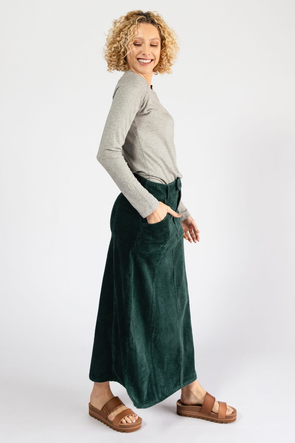 Surya Corduroy Maxi Skirt - with side pockets