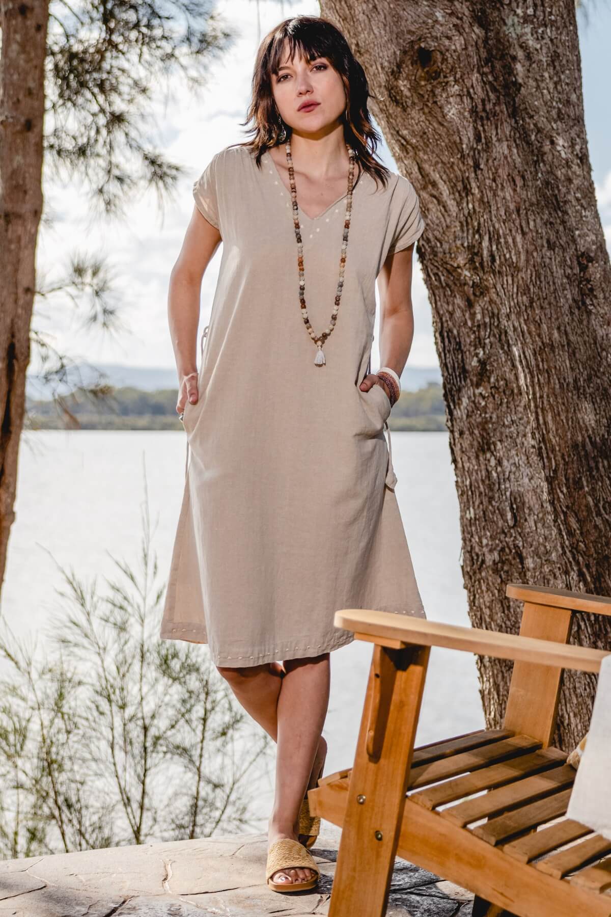 Surya Ethical Cotton 'Aurora' Sun Dress - Oatmeal