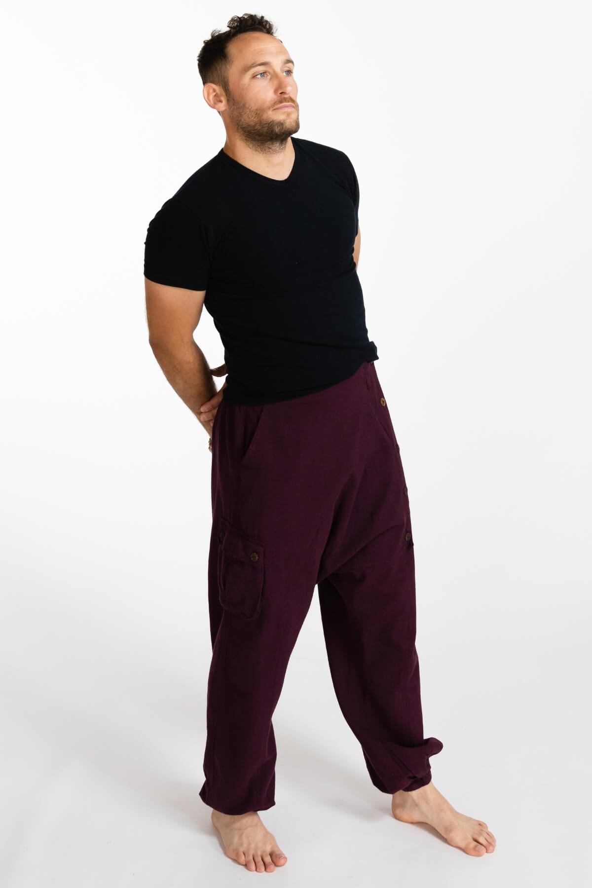 Surya Cotton Drop Crotch Pants for Men - right side hip pocket