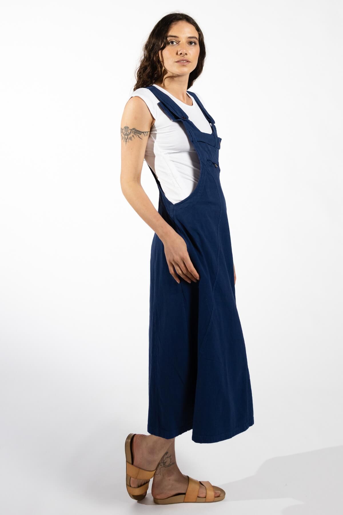 Surya Ethical Cotton Dungaree Dress - right side view