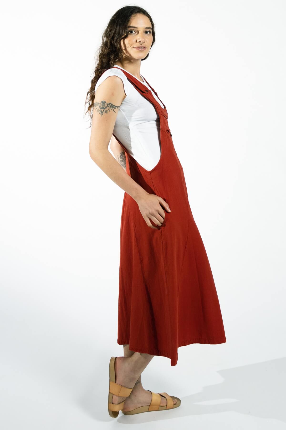 Surya Ethical Cotton Dungaree Dress - right side view