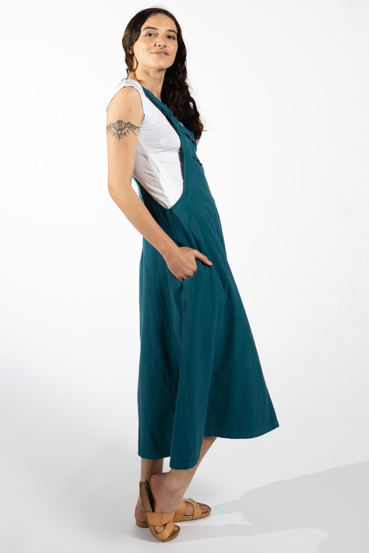 Surya Cotton Dungaree Dress - right side view