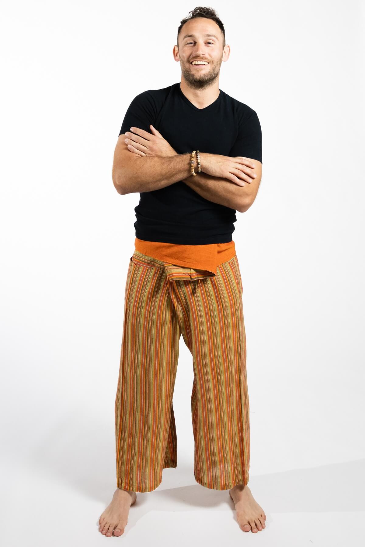 Surya Cotton Fishermen Pants for Men - Orange