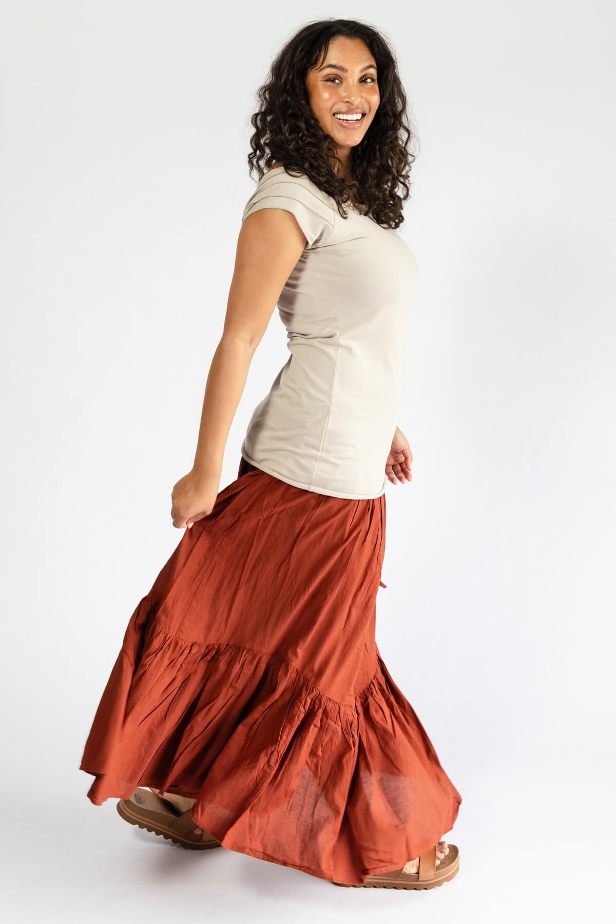 Surya Ethical Crinkle Cotton Skirt for Women - right side view