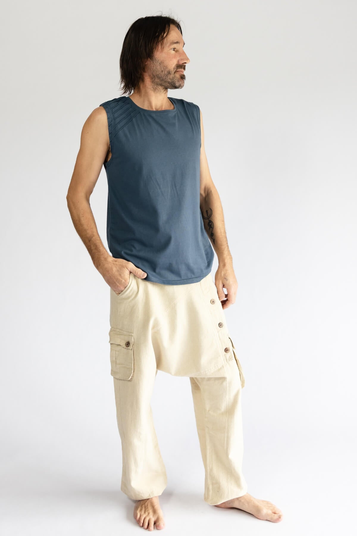 Surya Cotton Drop Crotch Trousers for Men - ethically made in Nepal
