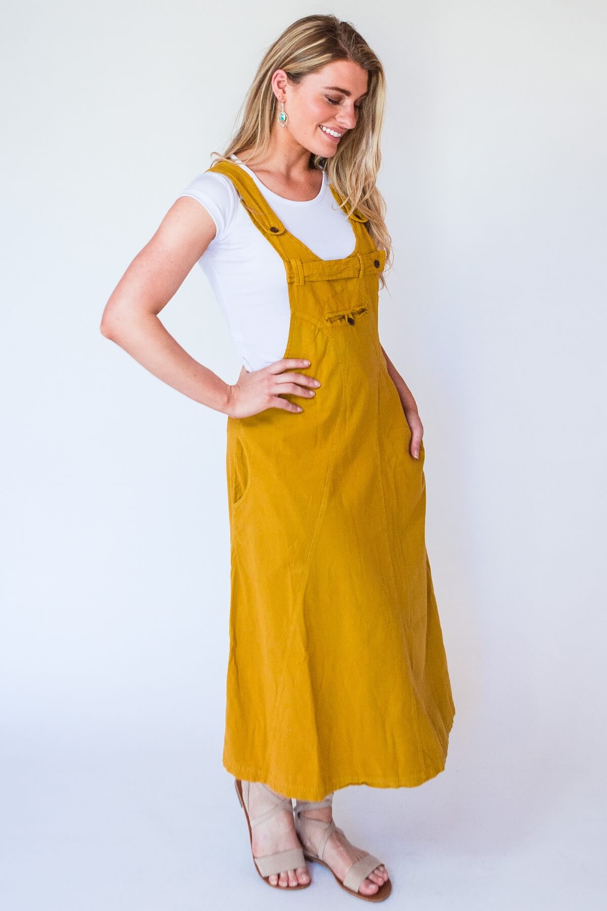 Surya Ethical Cotton Dungaree Dress - right side view