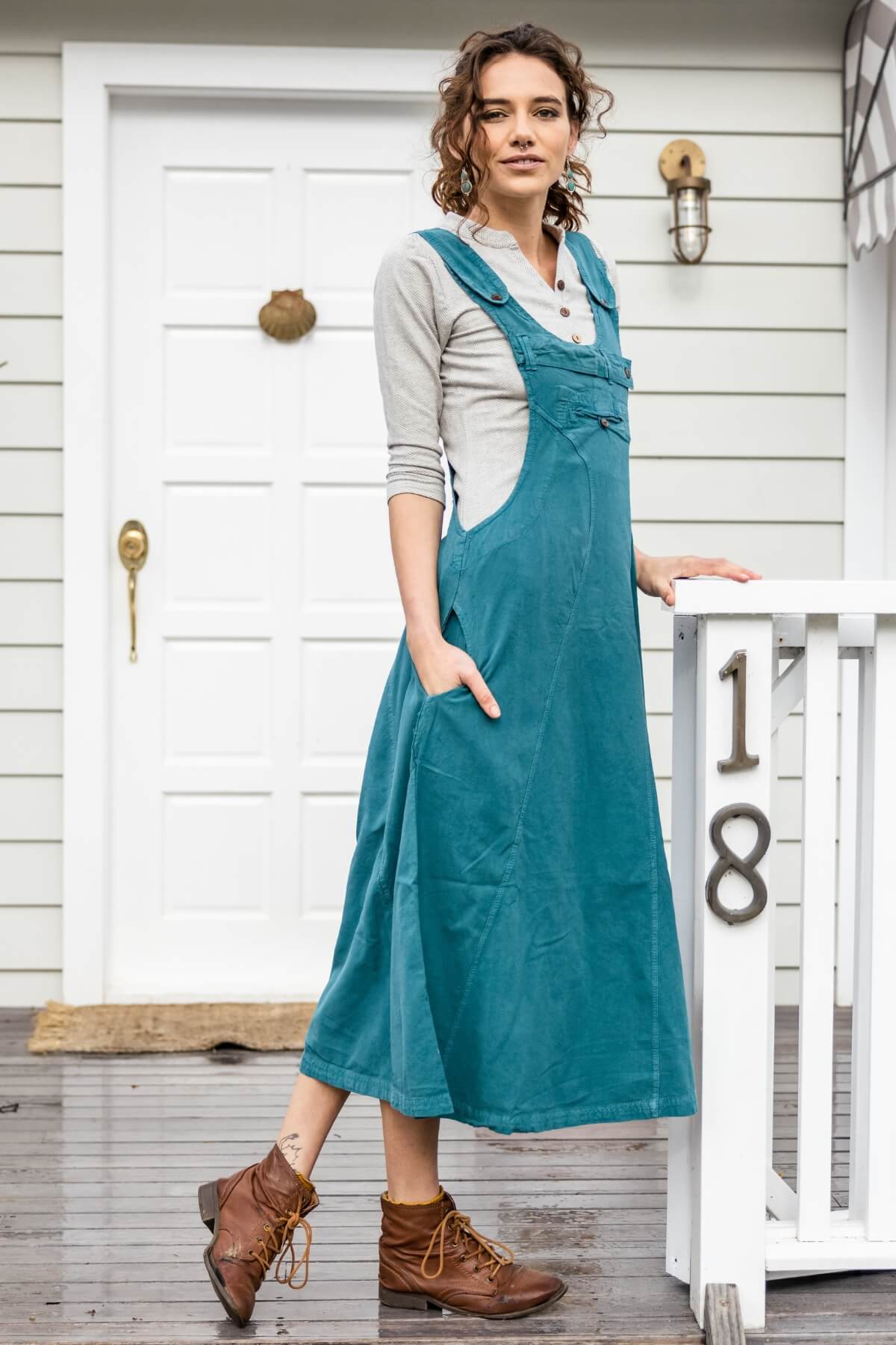 Surya Cotton Dungaree Dress - on location in Huskisson, Jervis Bay