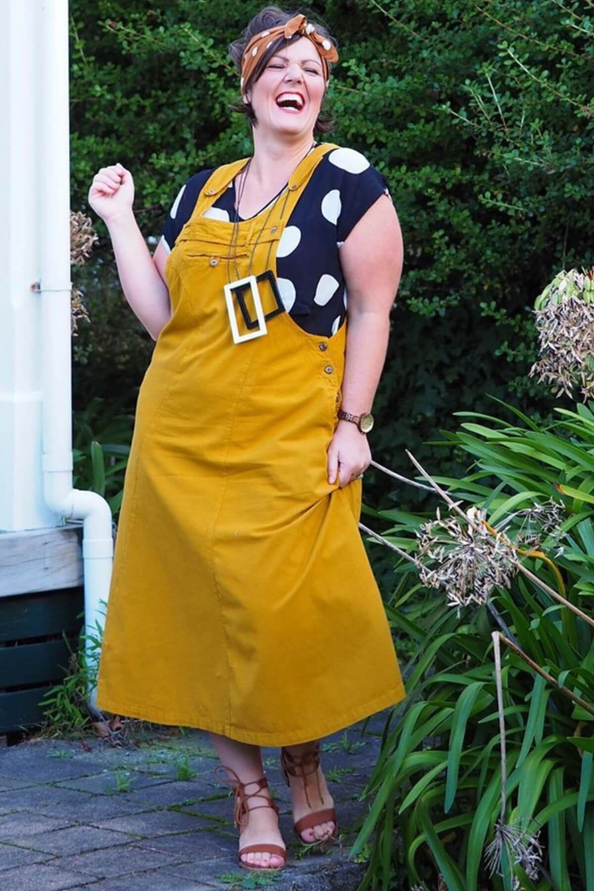 Surya Ethical Cotton Dungaree Dress - on location in Huskisson, Jervis Bay