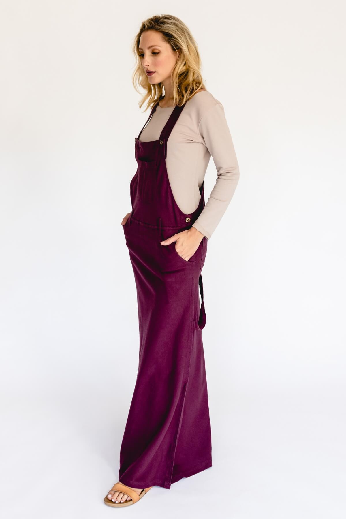 Surya Ethical Cotton Overall Maxi Dress from Nepal - left side view