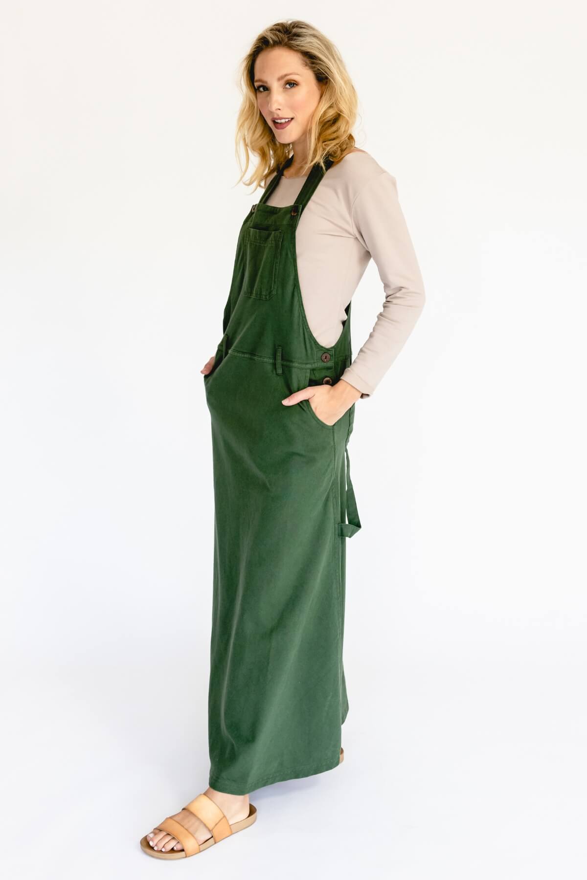 Surya Ethical Cotton Overall Maxi Dress - left side view