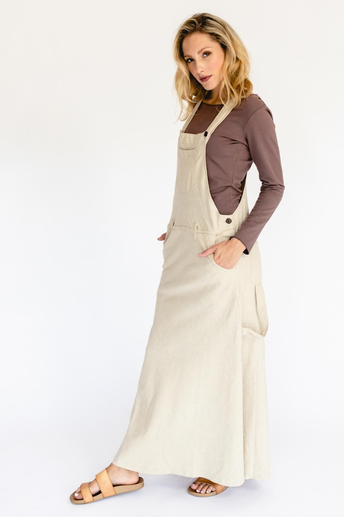 Surya Ethical Cotton Overall Maxi Dress - left side view