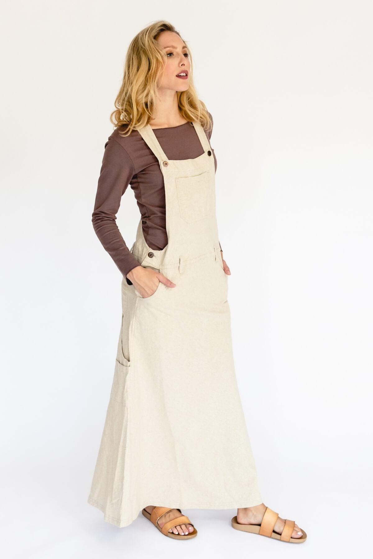 Surya Ethical Cotton Overall Maxi Dress - right side view