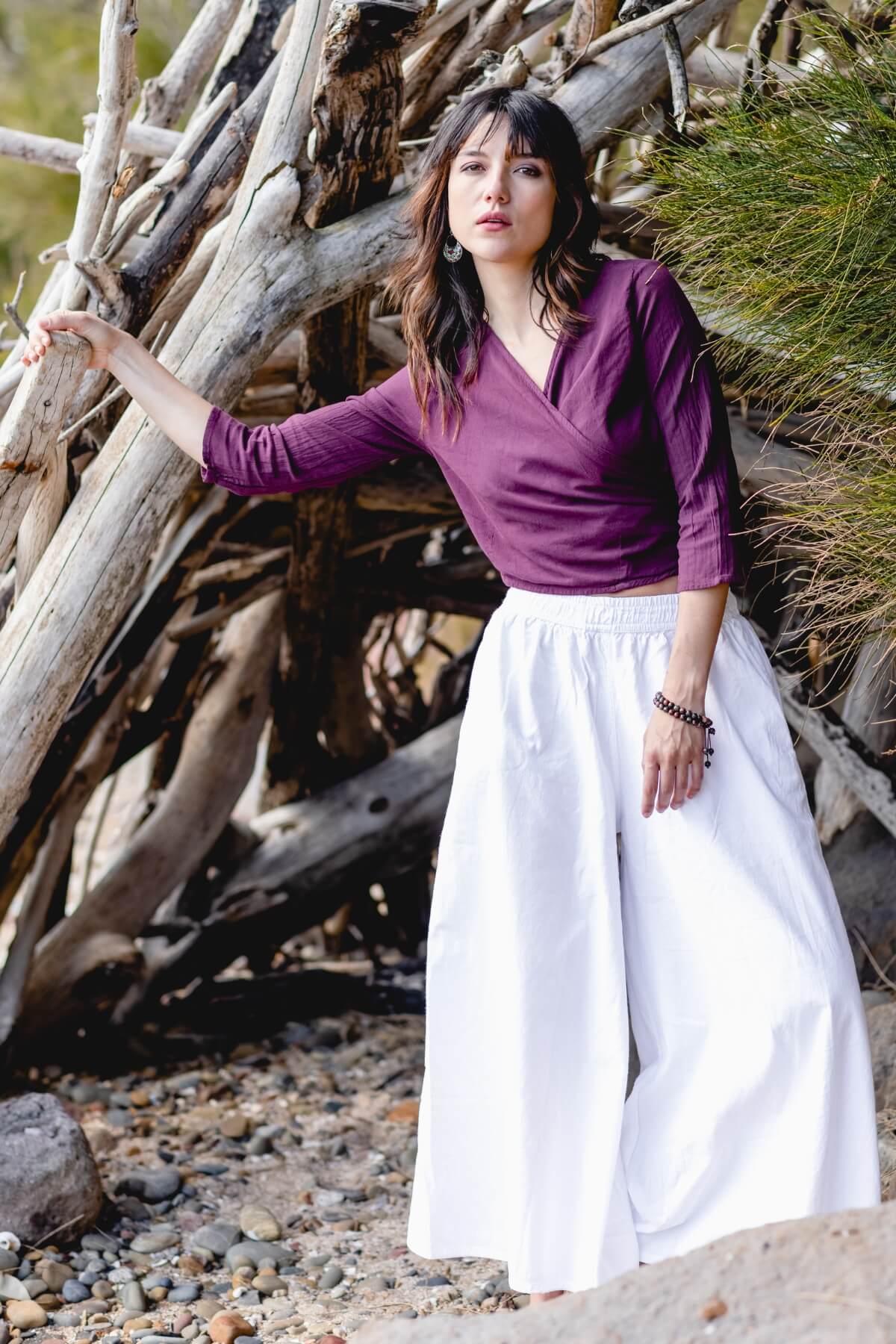 Ethical Cotton Palazzo Pants for women - comfortable elastic waistband