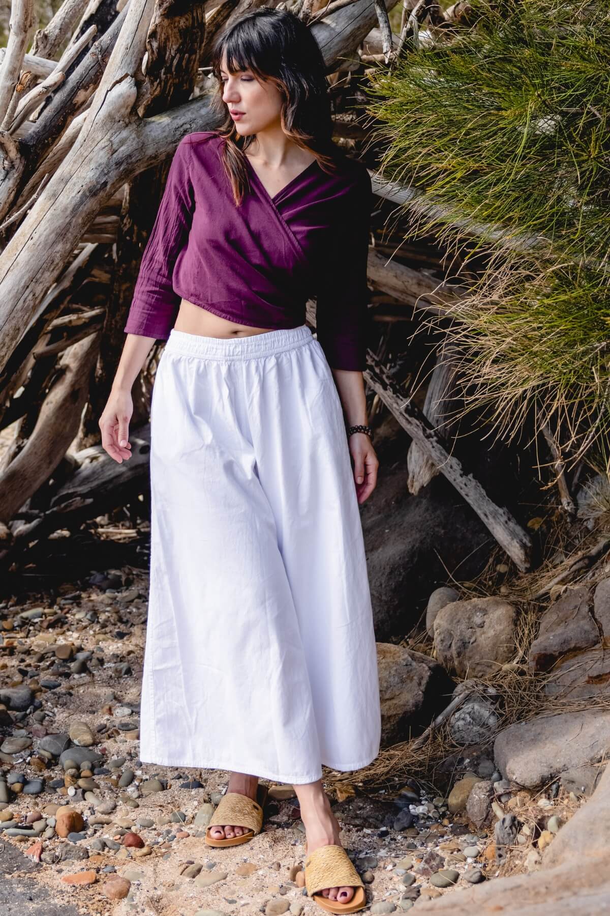 Ethical Cotton Palazzo Pants made in Nepal - White