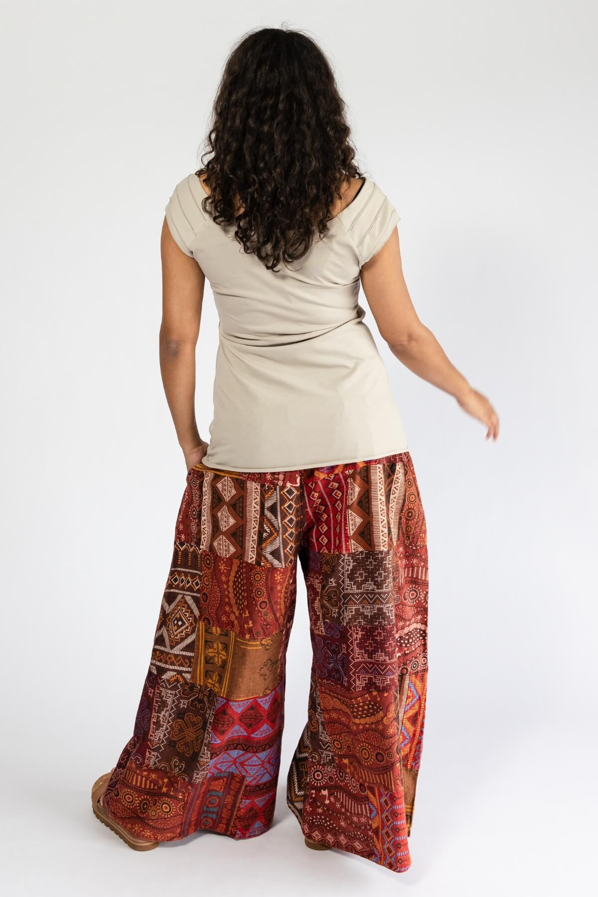 Surya Cotton Palazzo Patch Pants made in Nepal - rear view