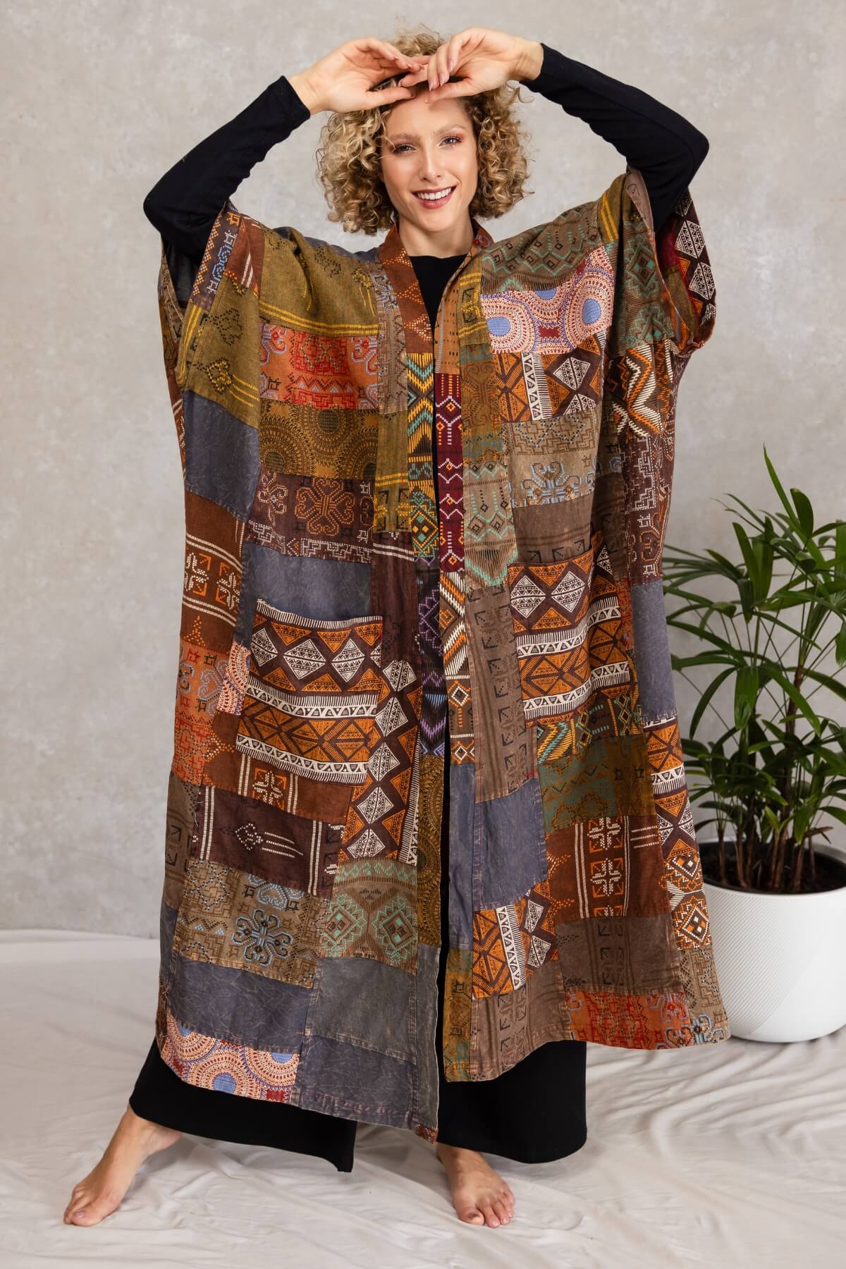 Surya Cotton Patchwork Asher Duster Jacket - ethically made in Nepal