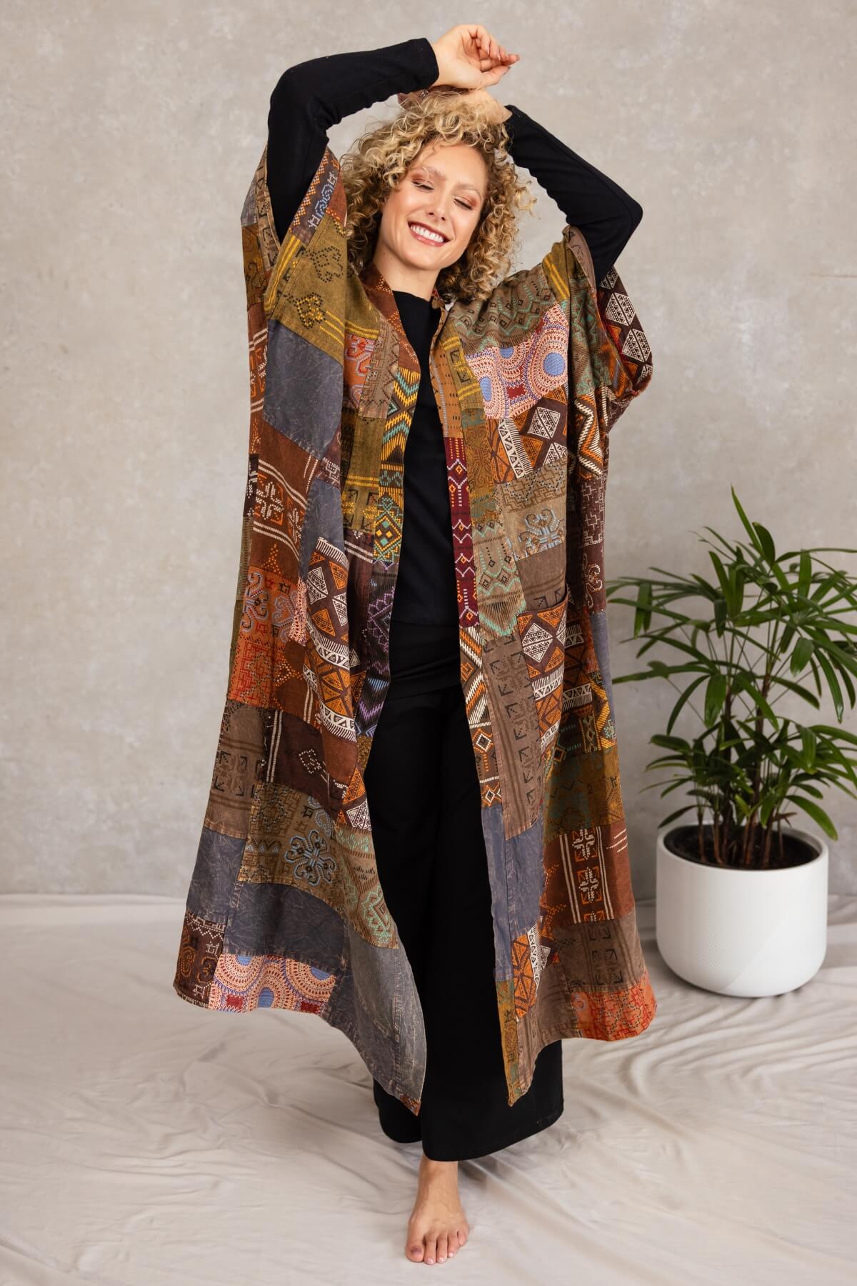 Surya Cotton Patch Asher Duster Jacket -beautifully woven cotton