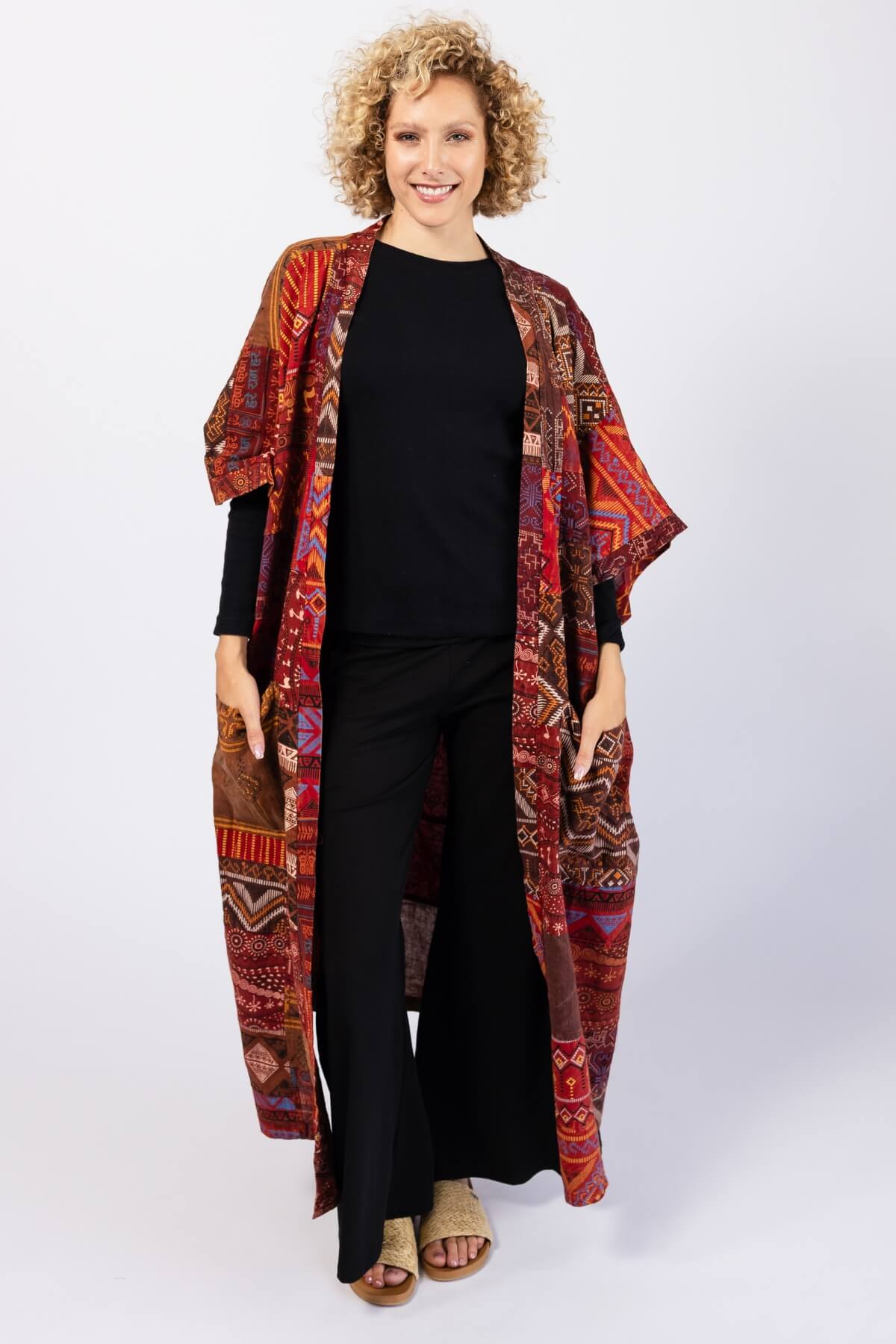 Surya Cotton Patch Duster Jacket - open style duster jacket