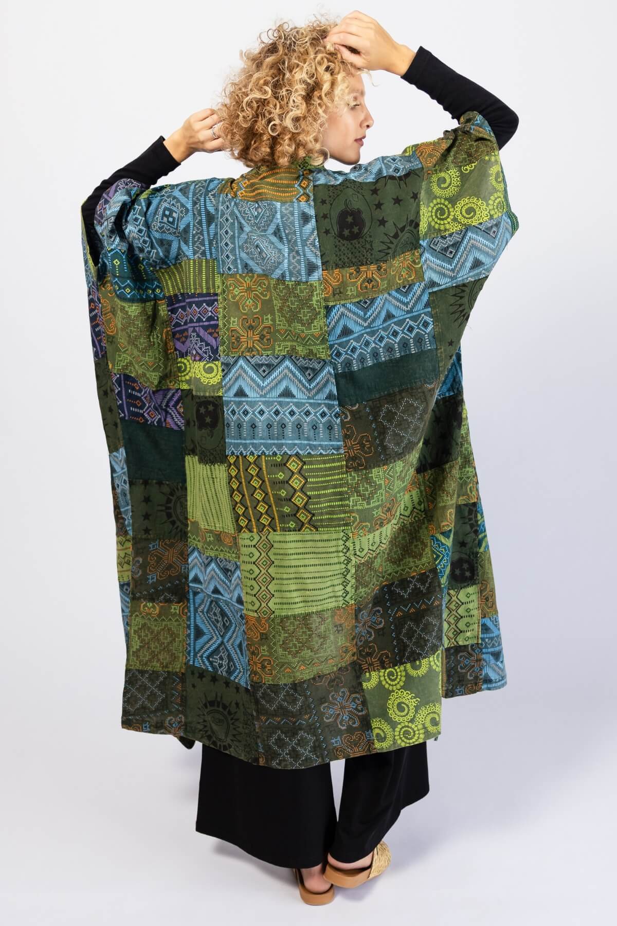 Surya Cotton Patch Duster Jacket - boxy style, generous size