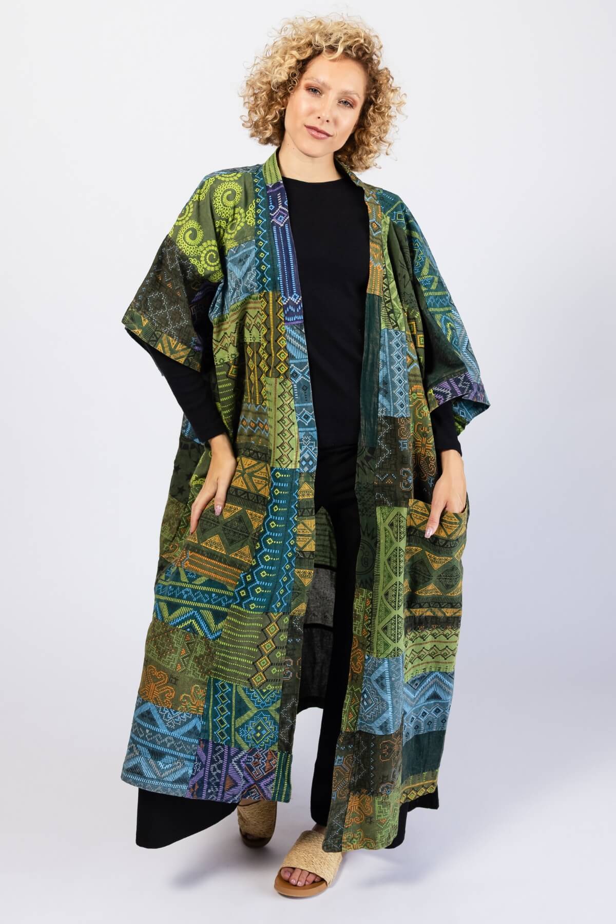 Surya Cotton Patch Duster Jacket - long cotton patch duster jacket