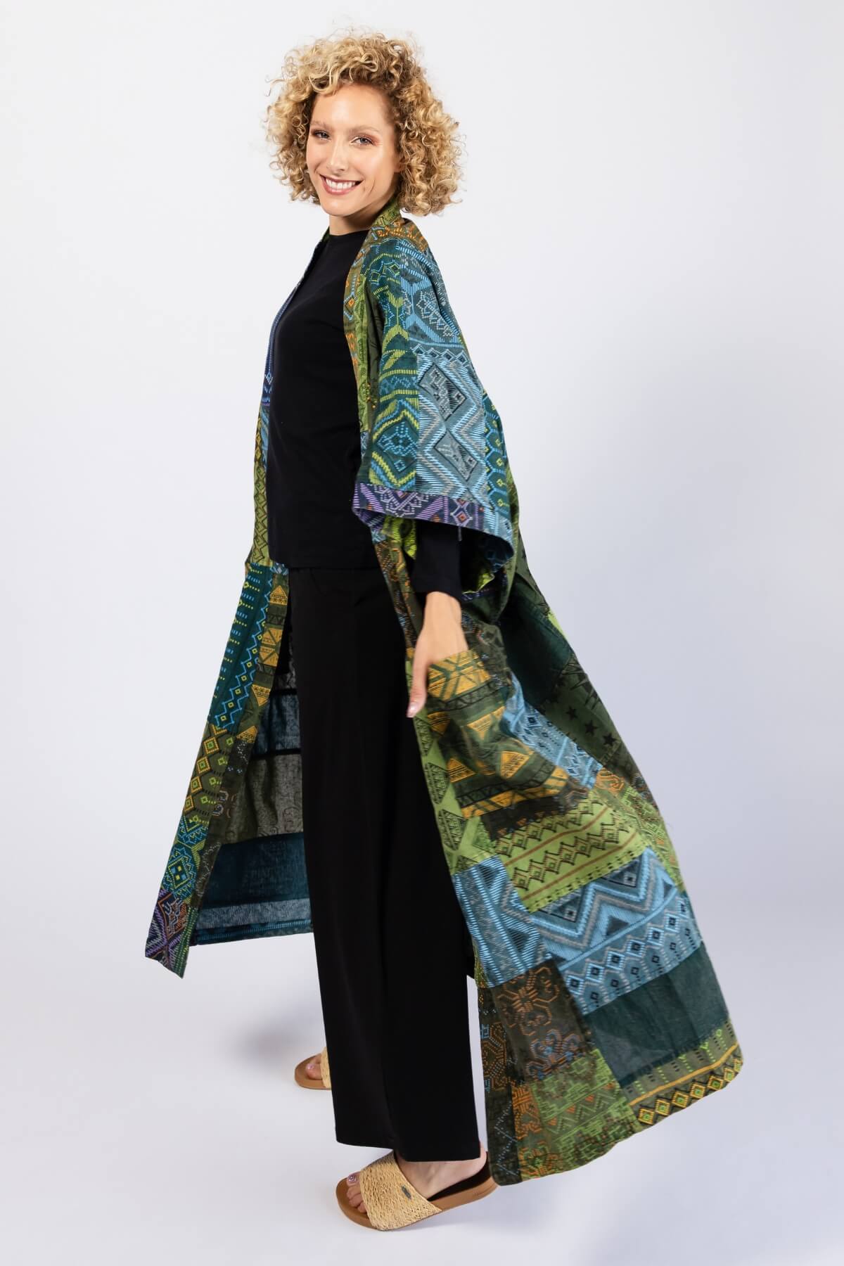 Surya Cotton Patch Duster Jacket - left side view