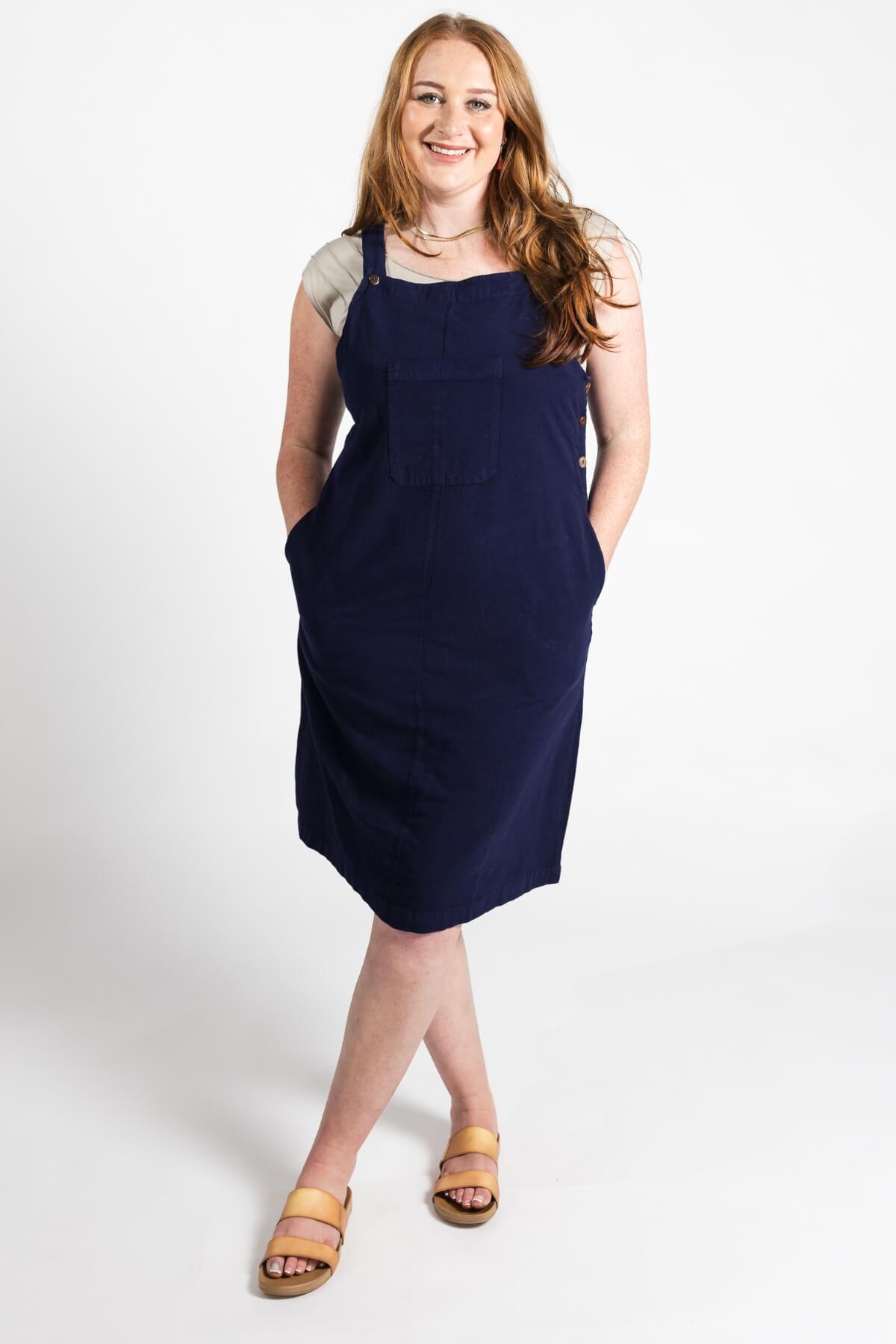 Surya Ethical Cotton 'Ayla' Pinafore made in Nepal - Dark Blue
