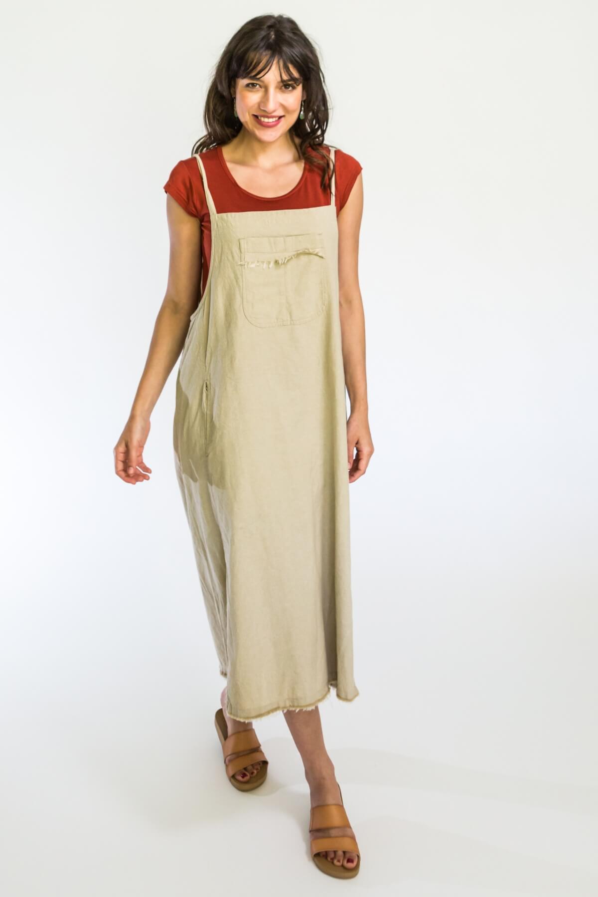 Surya Cotton Sirena Pinafore - raw hem edging
