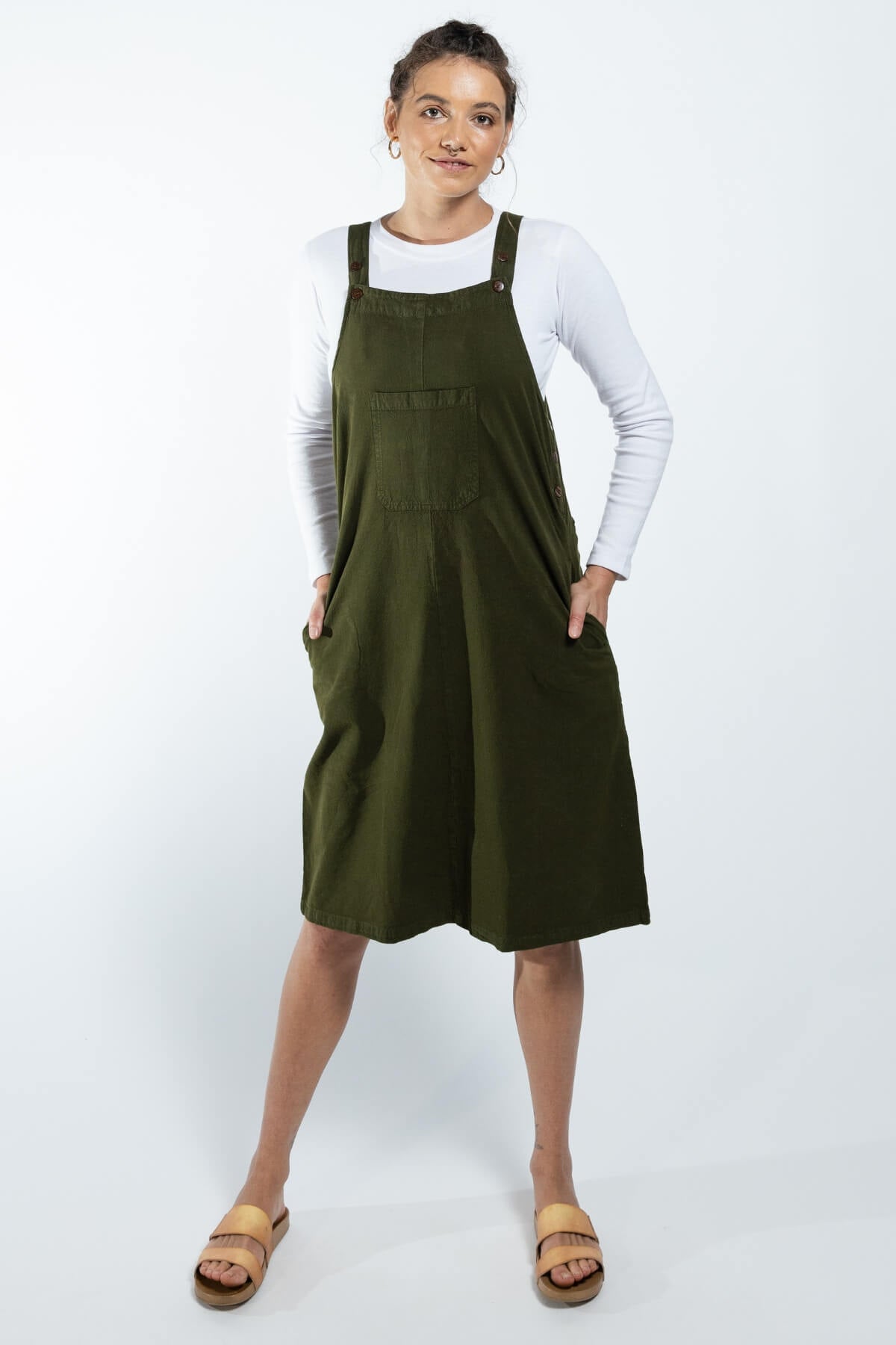 Surya Ethical Cotton 'Ayla' Pinafore made in Nepal - Green