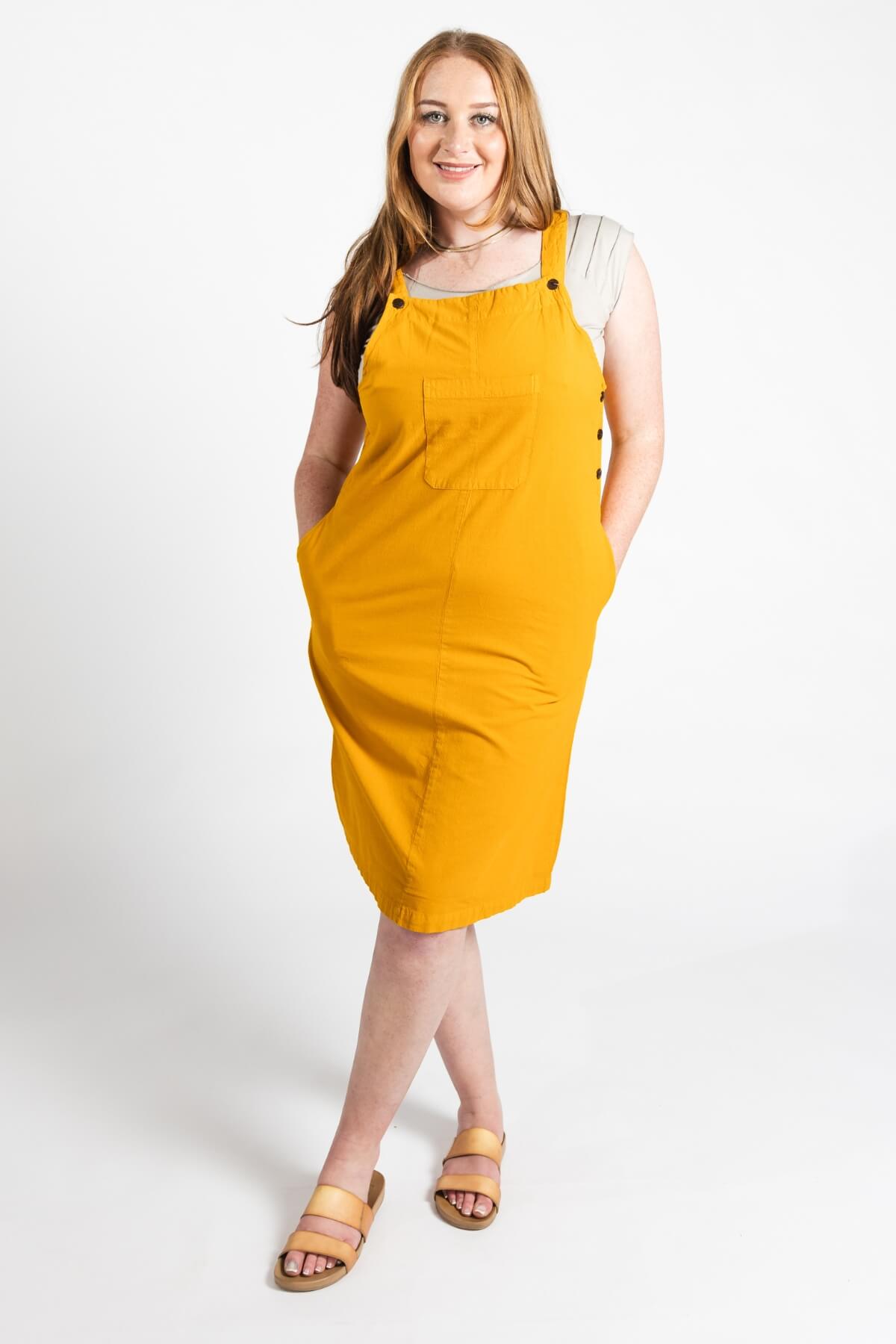 Surya Ethical Cotton 'Ayla' Pinafore made in Nepal - Mustard