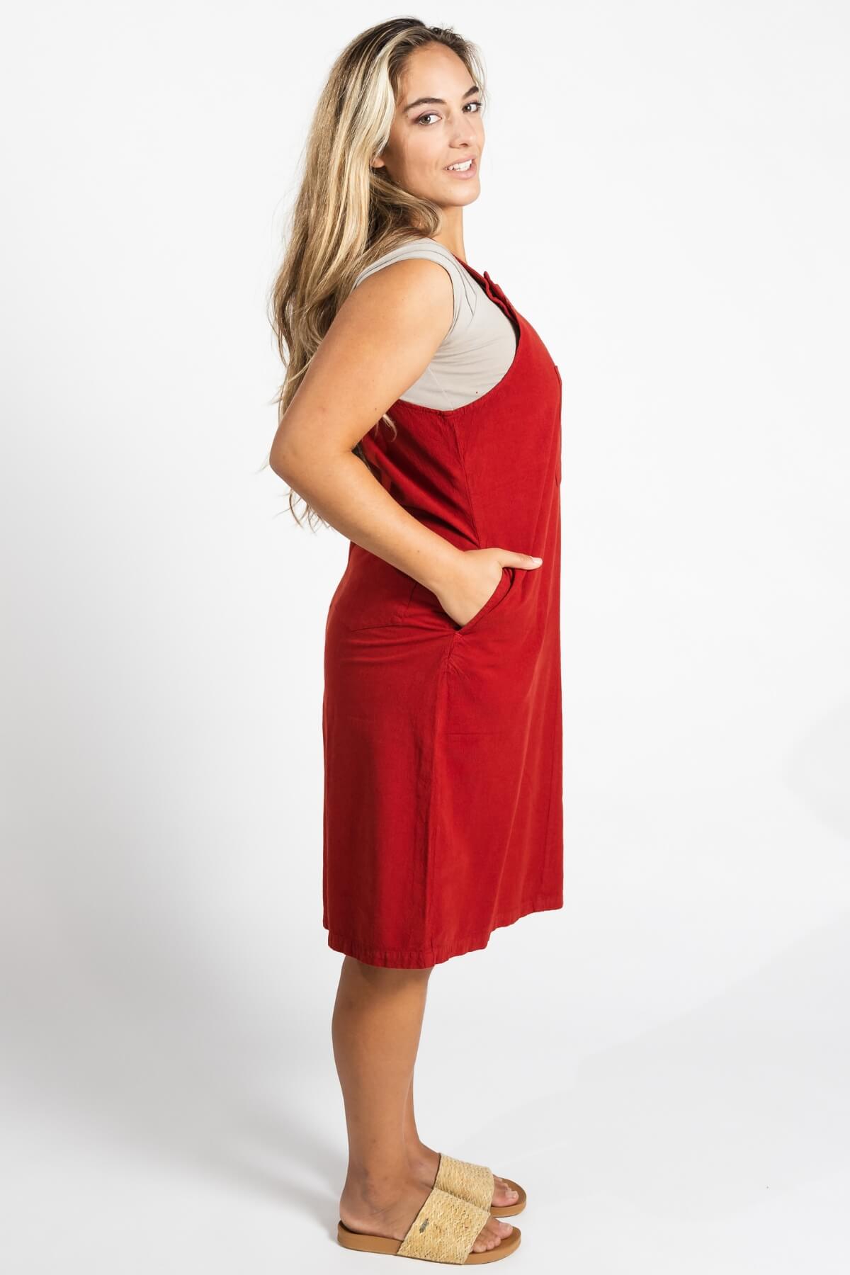 Surya Ethical Cotton 'Ayla' Pinafore made in Nepal - right side view