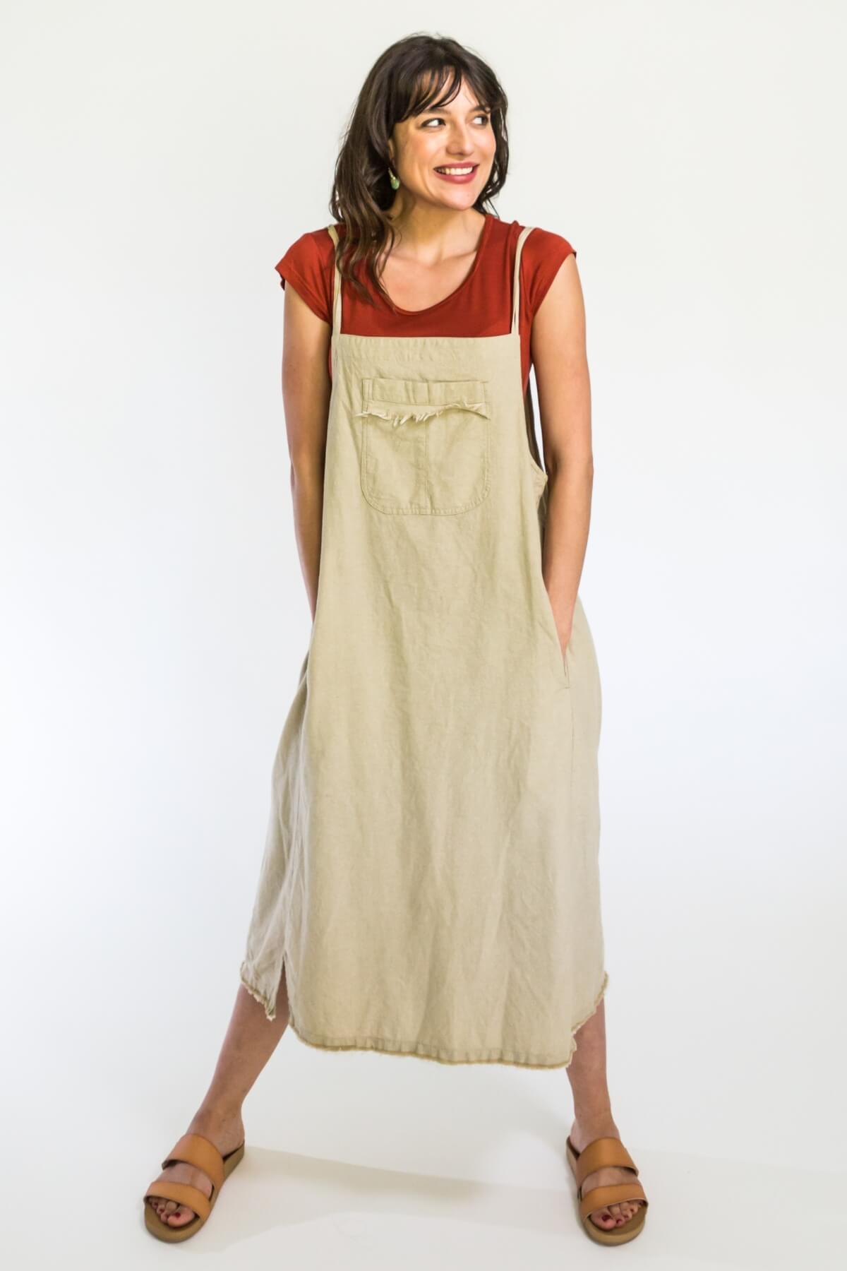 Surya Cotton Sirena Pinafore - Oatmeal colour