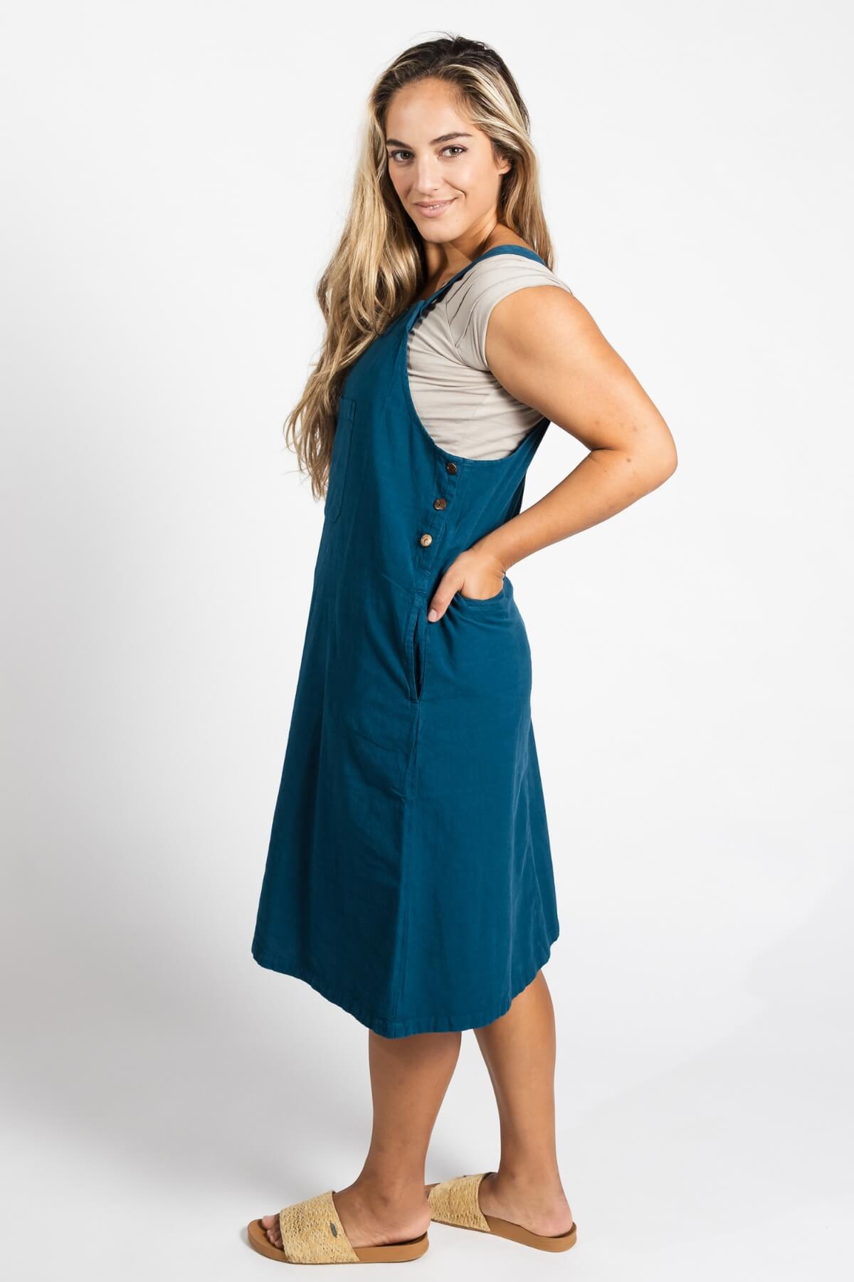 Surya Ethical Cotton Ayla Pocket Pinafore - left side view