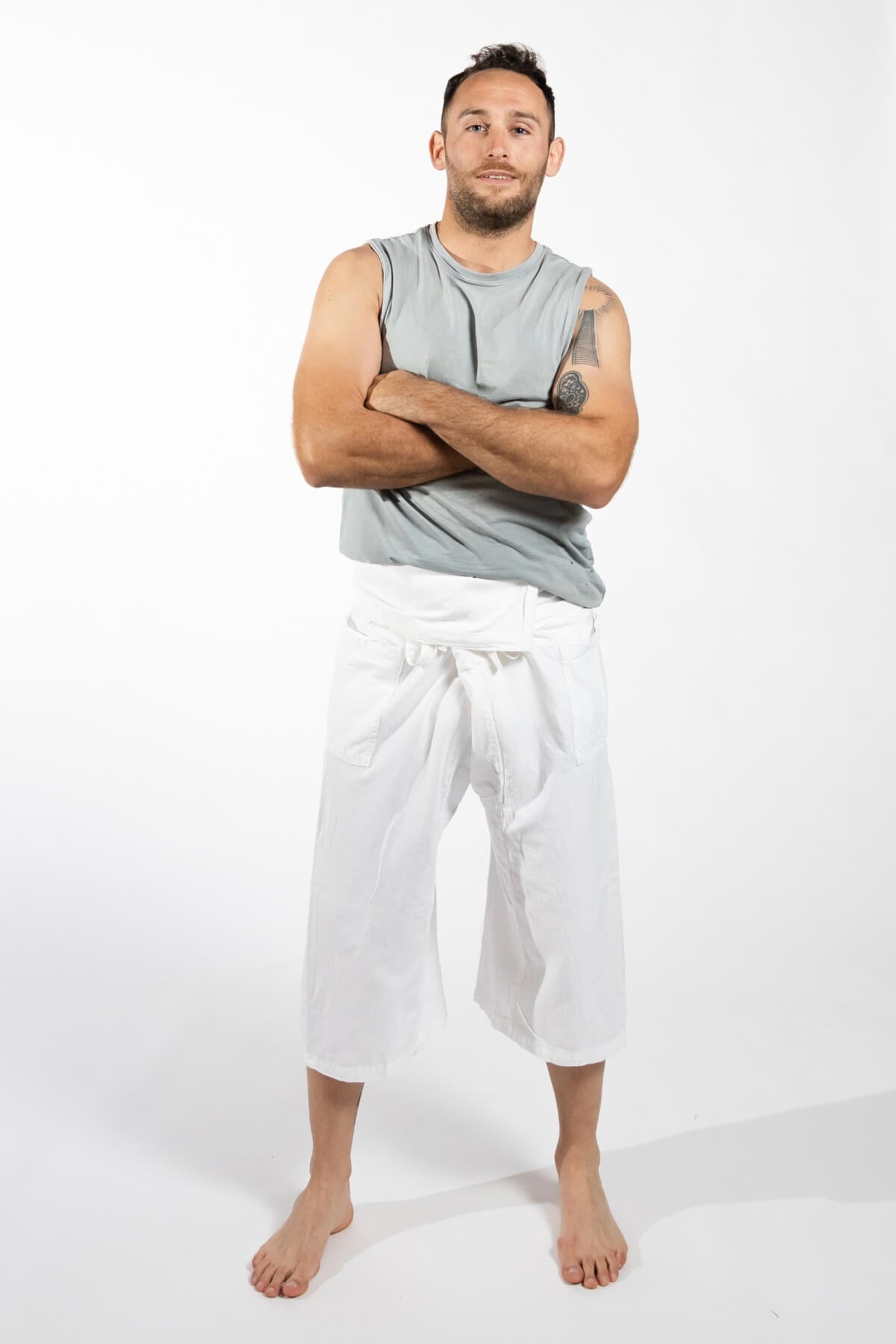 Surya Ethical Short Fisherman Pants for Men - White