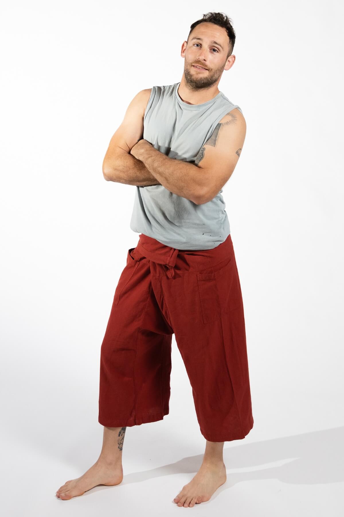 Surya Cotton Short Fisherman Pants for Men - Rust