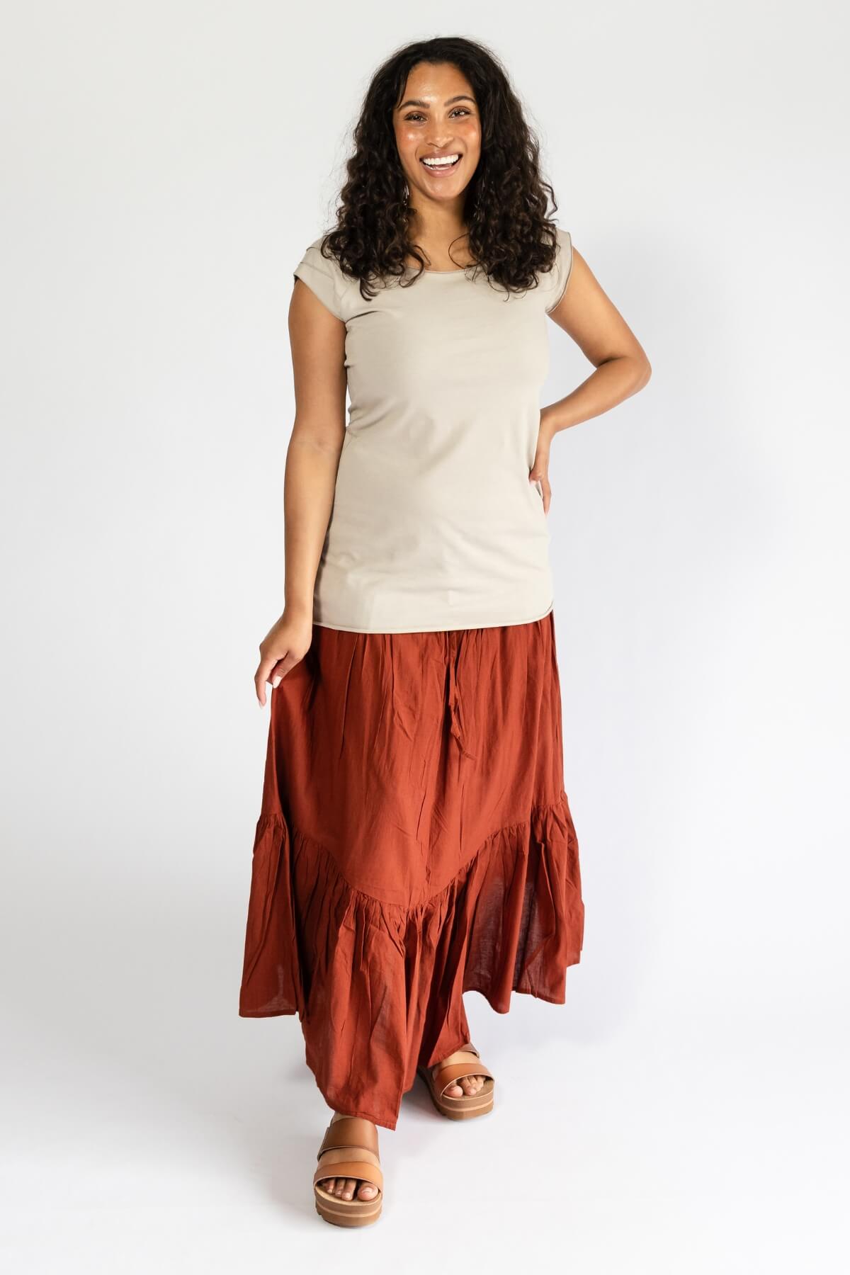 Surya Ethical Crinkle Cotton Skirt for Women - made in Nepal