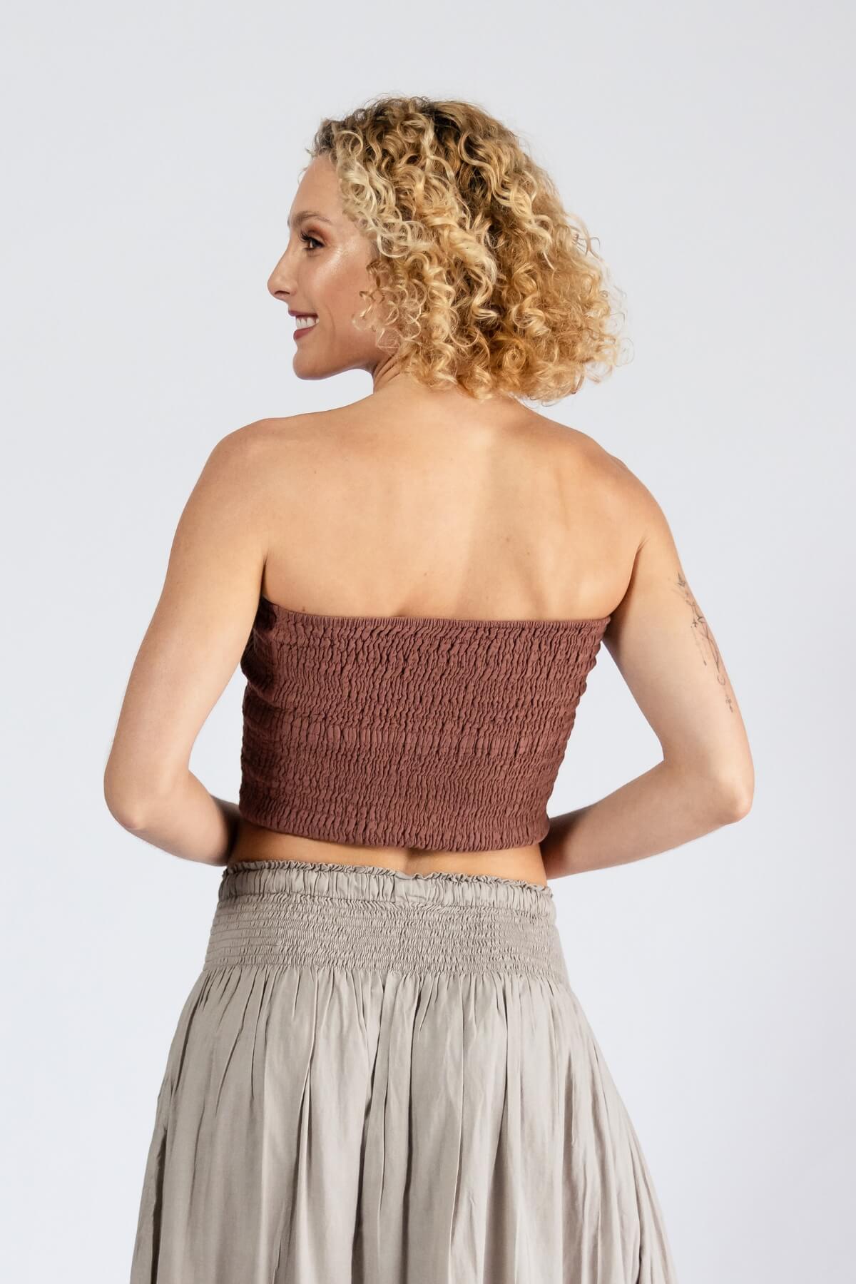 Surya Cotton Strapless Top for Women - rear view