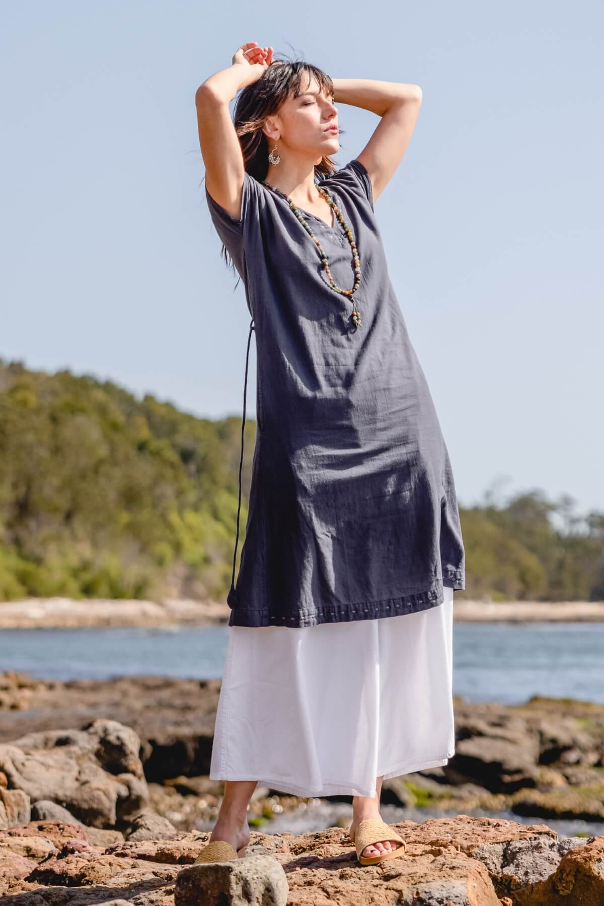 Surya Ethical Cotton 'Aurora' Dress - embroidered detail on hem