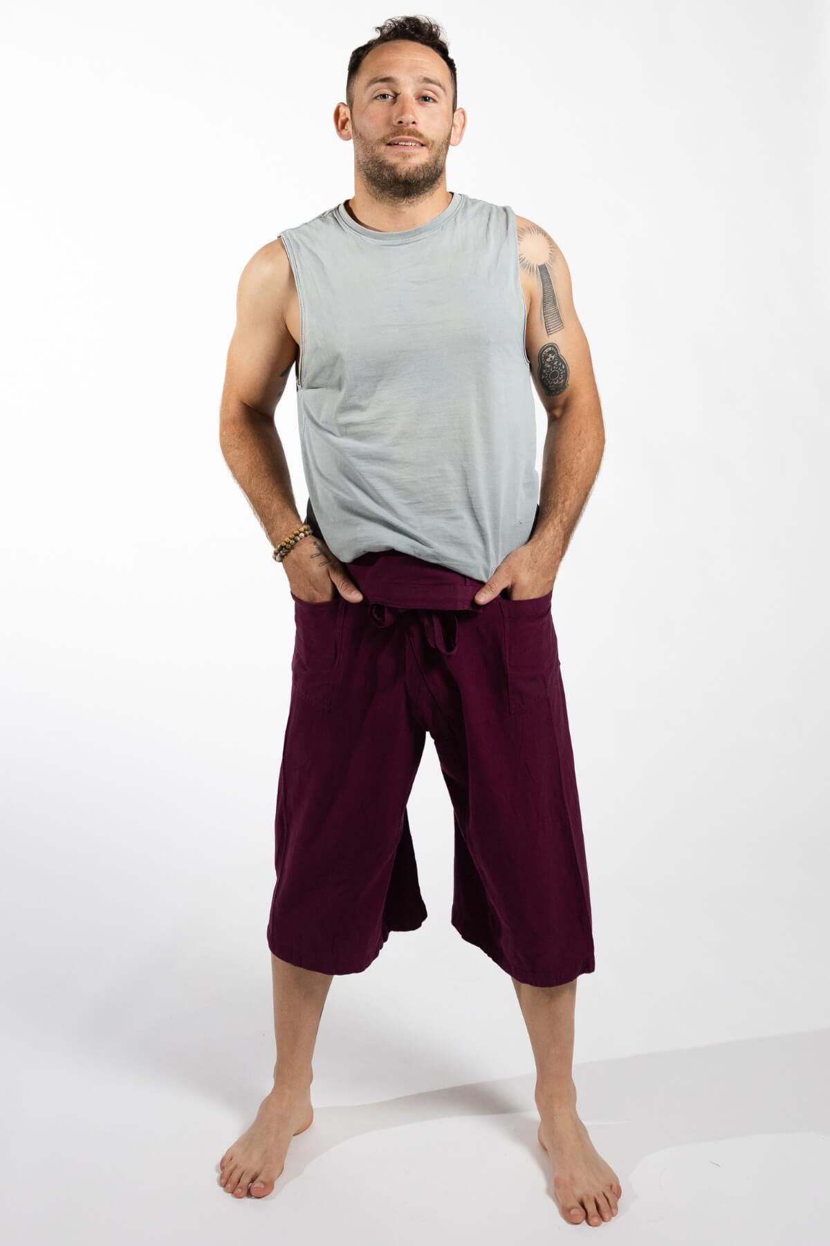 Surya Ethical Cotton Thai Fisherman Shorts for Men - with two hip pockets