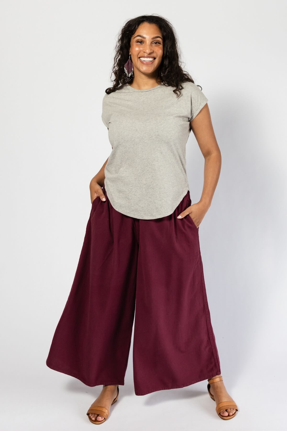 Surya Cotton Palazzo Pants for Women - Wine colour