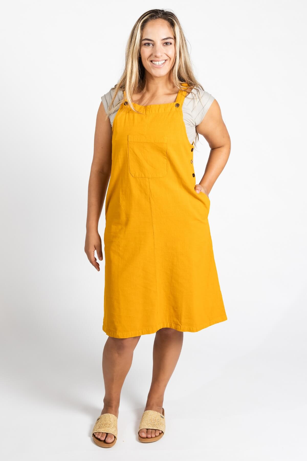 Surya Ethical Cotton 'Ayla' Pinafore made in Nepal - with loads of pockets