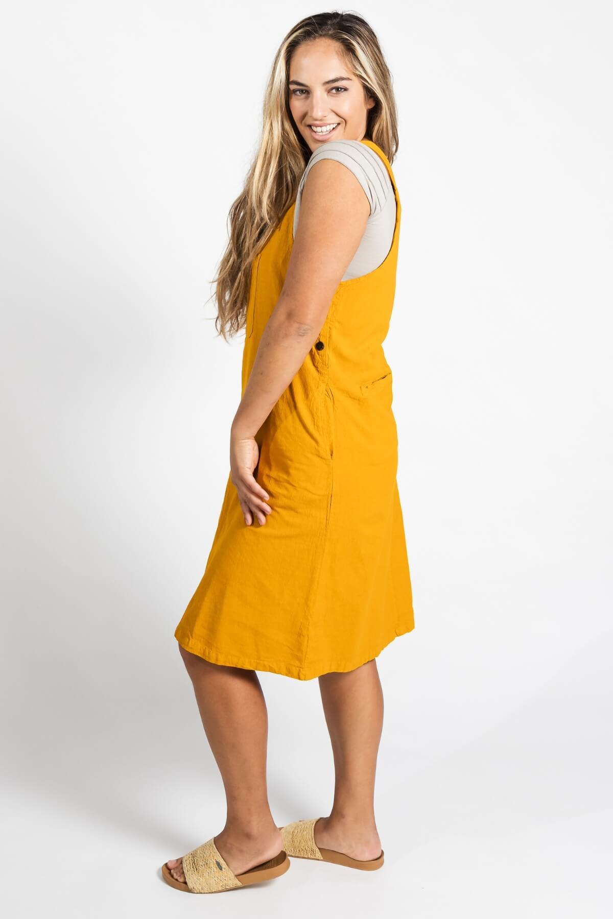 Surya Ethical Cotton 'Ayla' Pinafore made in Nepal - left side view